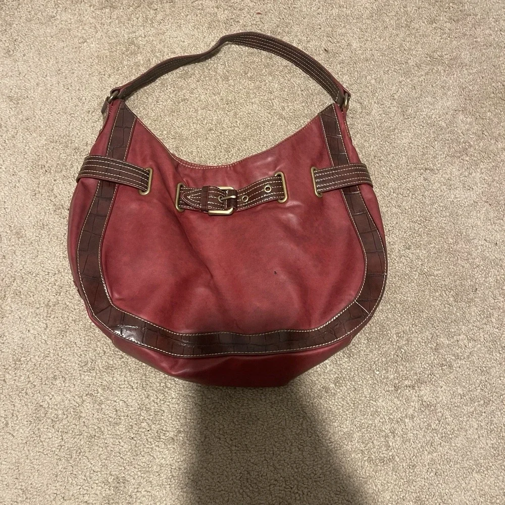 VTG Y2K Tommy Hilfiger Red Leather Hobo Bag